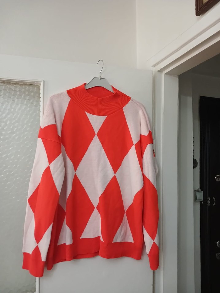 Kavunici  Ekose Desenli  Kadın Kazak - Görsel 4