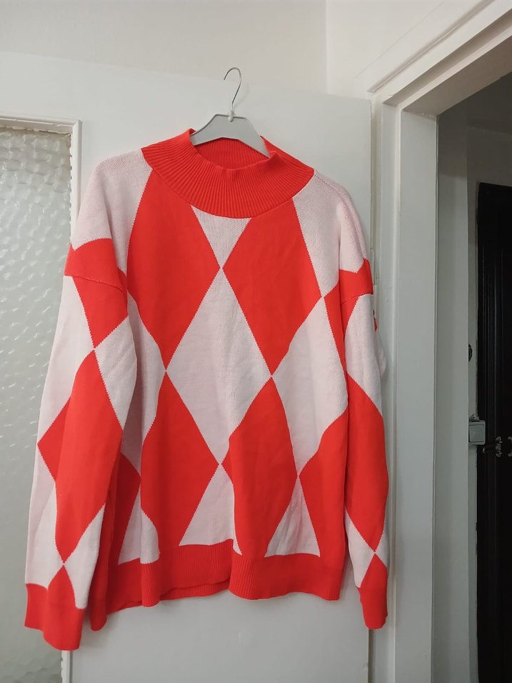 Kavunici  Ekose Desenli  Kadın Kazak - Görsel 5