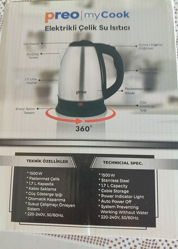 Beden Renk Preo 1.7L 1500W Çelik Elektrikli Su Isıtıcı