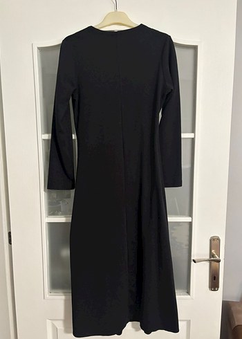 Diğer Uzun Siyah Gotik V Yaka Drapeli Elbise