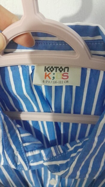 Mavi beyaz çizgili gomlek elbise - Görsel 3