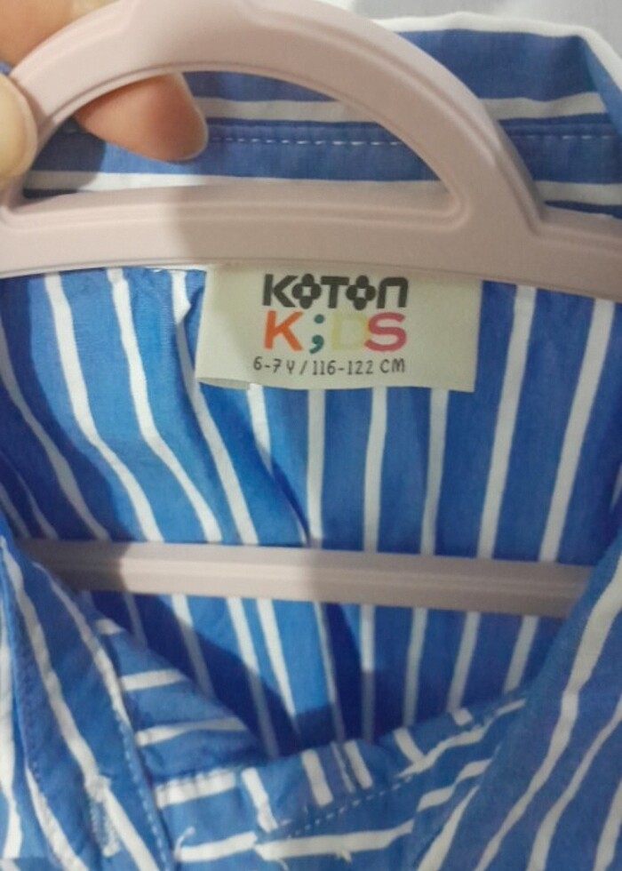 Mavi beyaz çizgili gomlek elbise - Görsel 3