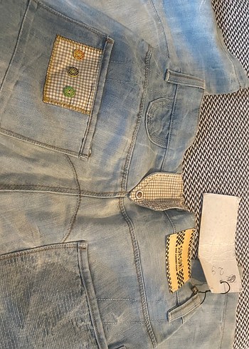 Düğmeli Mavi Kadın Geniş Kesim Kot - Görsel 4