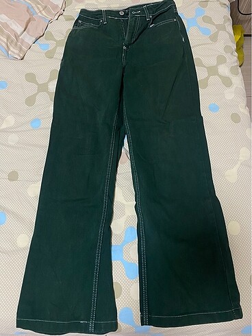 Trendyoll Milla 34beden yesil yansimali kot palazzo