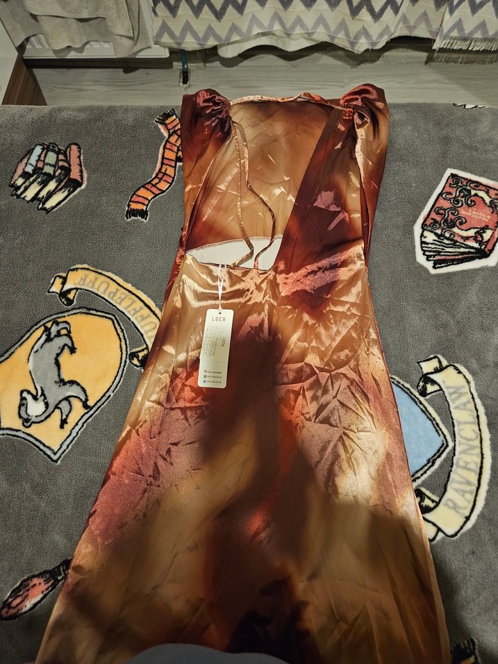 Uzun Askısız Drapeli Kadın Elbise - Görsel 3