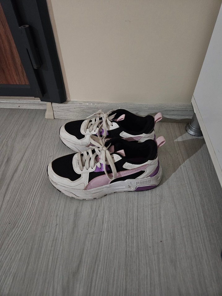 Lacivert ve Pastel Mor Bağcıklı Platform Spor Ayakkabı - Görsel 4