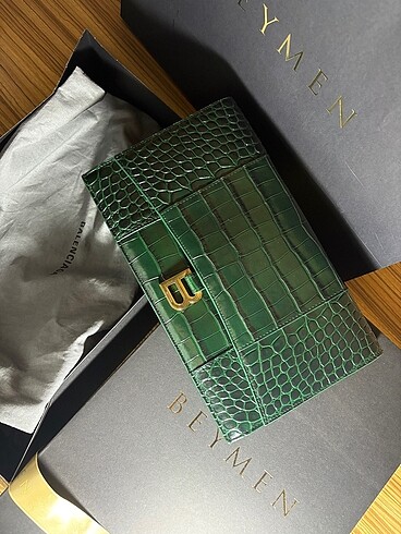 Balenciaga deri clutch çanta