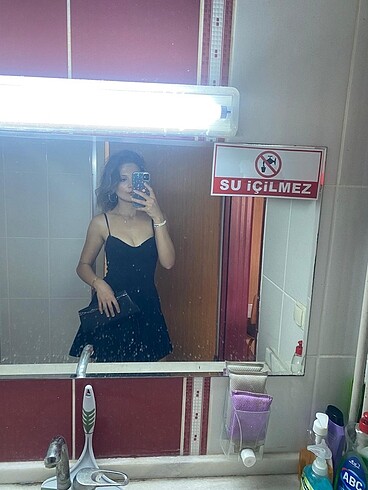 s Beden siyah Renk Zara kalp yaka mini elbise