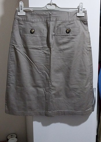 Gri Düğmeli Hamile Midi Etek - Görsel 3