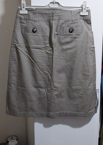 Gri Düğmeli Hamile Midi Etek - Görsel 4