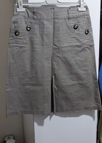 Gri Düğmeli Hamile Midi Etek - Görsel 2