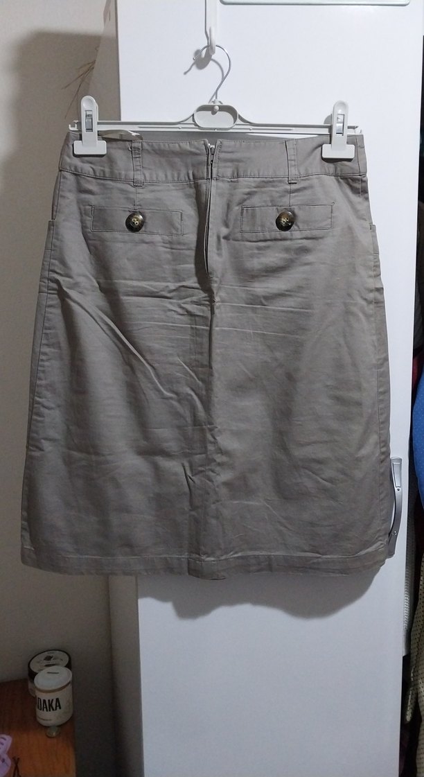 Gri Düğmeli Hamile Midi Etek - Görsel 3