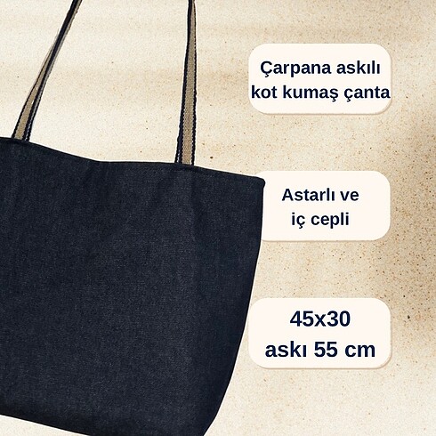 Çarpana Askılı Kot Çanta (püskülsüz)