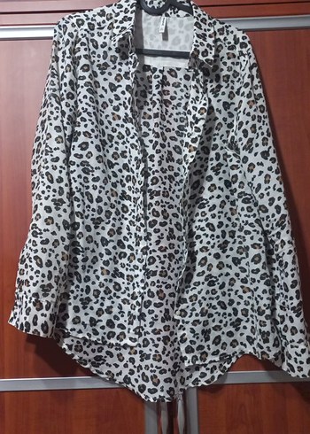 Leopar Desenli Kadın Gömlek