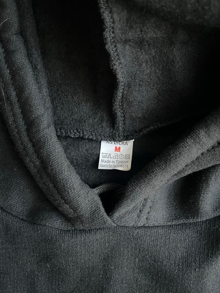 Kapüşonlu Siyah Baskılı Sweatshirt - Görsel 3