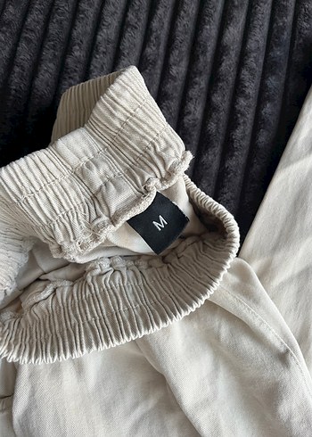 Krem Keten Bol Kesim Pilili Kadın Pantolon - Görsel 3