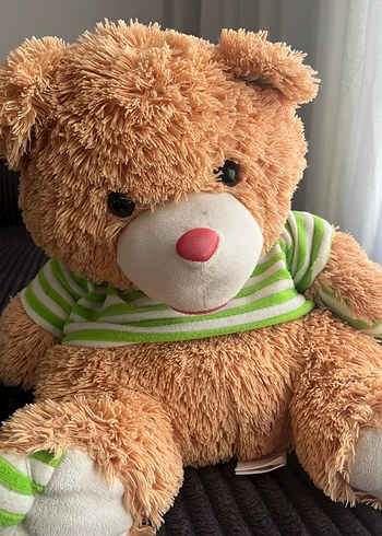 Çizgili Tişörtlü Kahverengi Peluş Ayı - Görsel 3