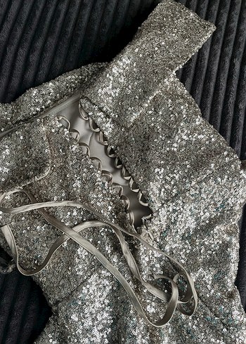 Gold Drapeli Uzun Abiye Elbise - Görsel 2