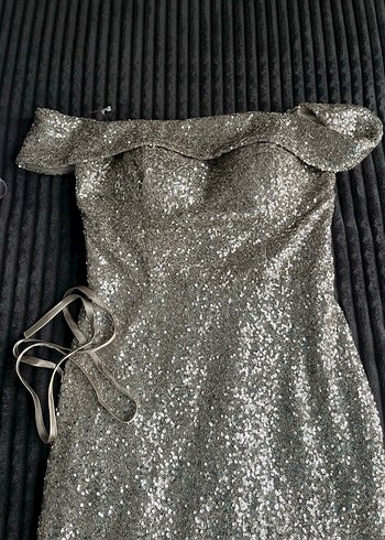 Gold Drapeli Uzun Abiye Elbise - Görsel 3