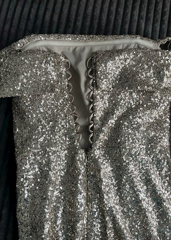 Gold Drapeli Uzun Abiye Elbise - Görsel 4