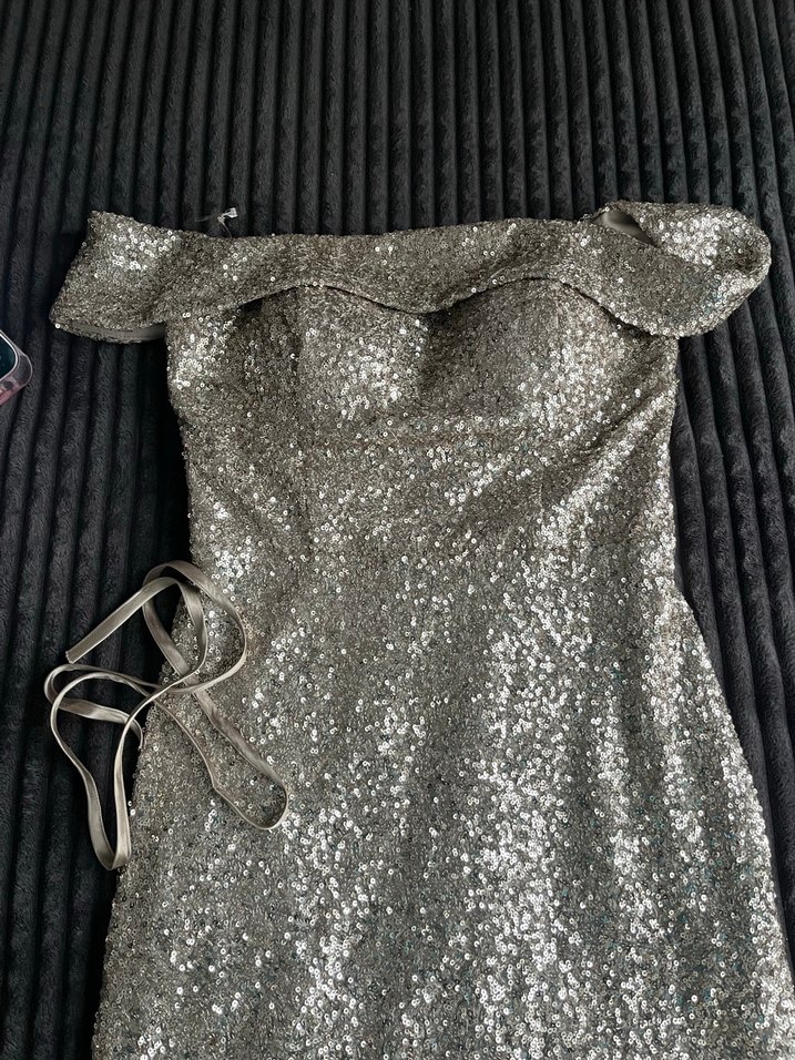 Gold Drapeli Uzun Abiye Elbise - Görsel 3