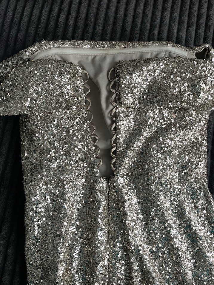 Gold Drapeli Uzun Abiye Elbise - Görsel 4