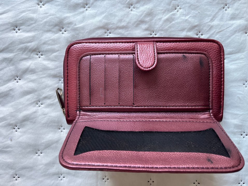 Bordo Deri Fermuarlı Kadın Cüzdanı - Görsel 3