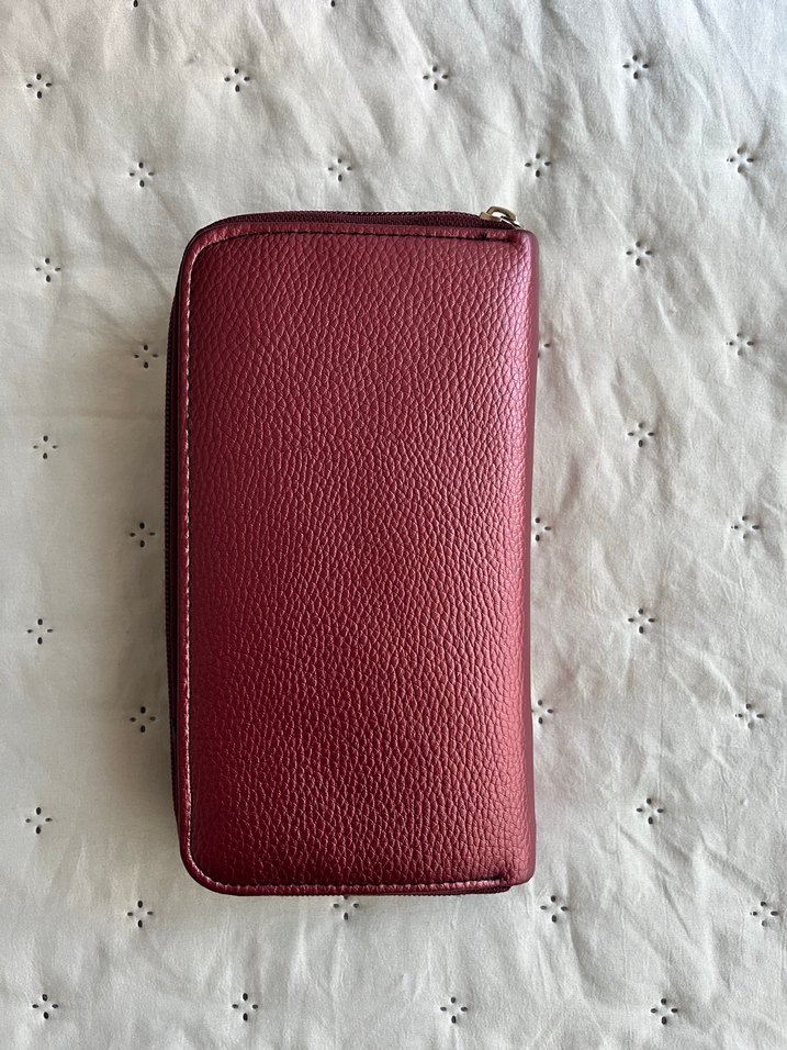 Bordo Deri Fermuarlı Kadın Cüzdanı - Görsel 2