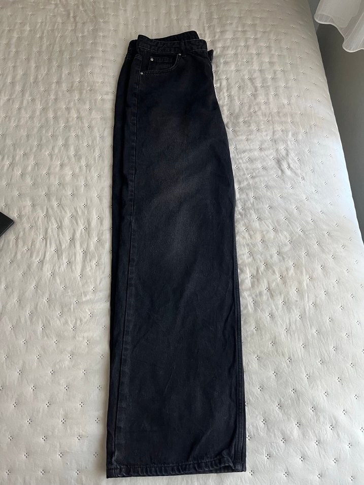 Gri Kadın Midi Boy Bol Kesim Denim Jean - Görsel 2