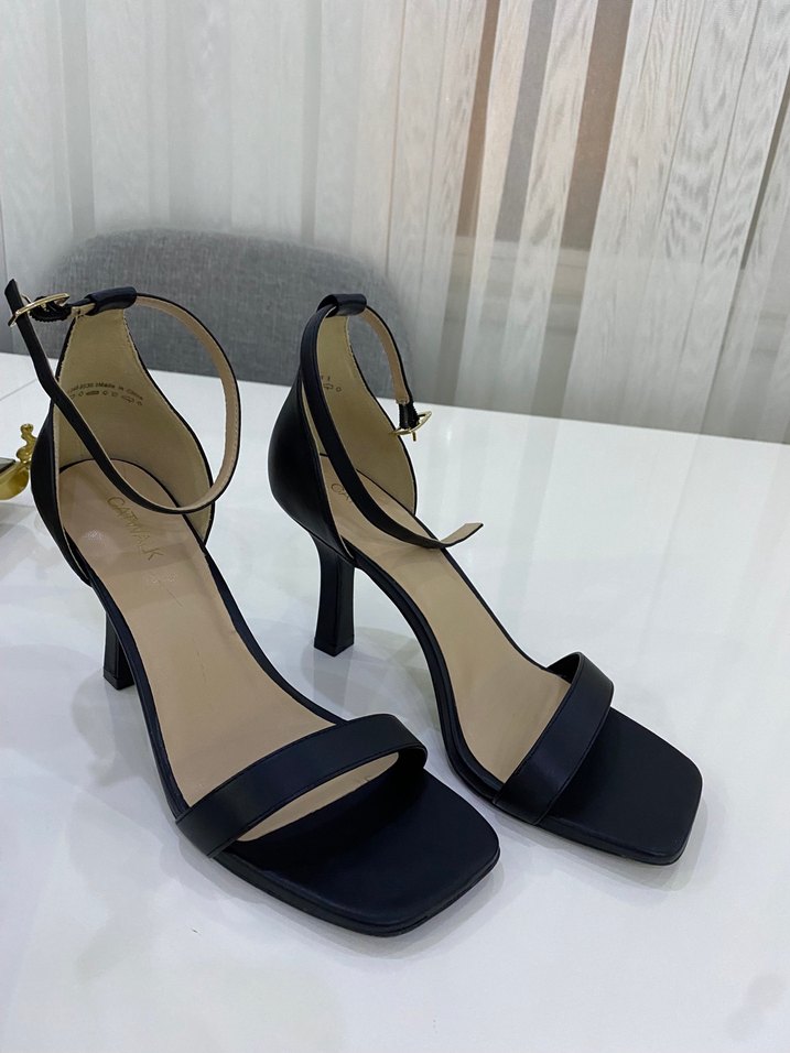 Klasik Siyah Stiletto Topuklu Kadın Sandalet - Görsel 2