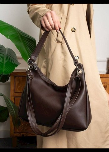 Kahverengi Deri Minimalist Kadın Çanta - Görsel 3