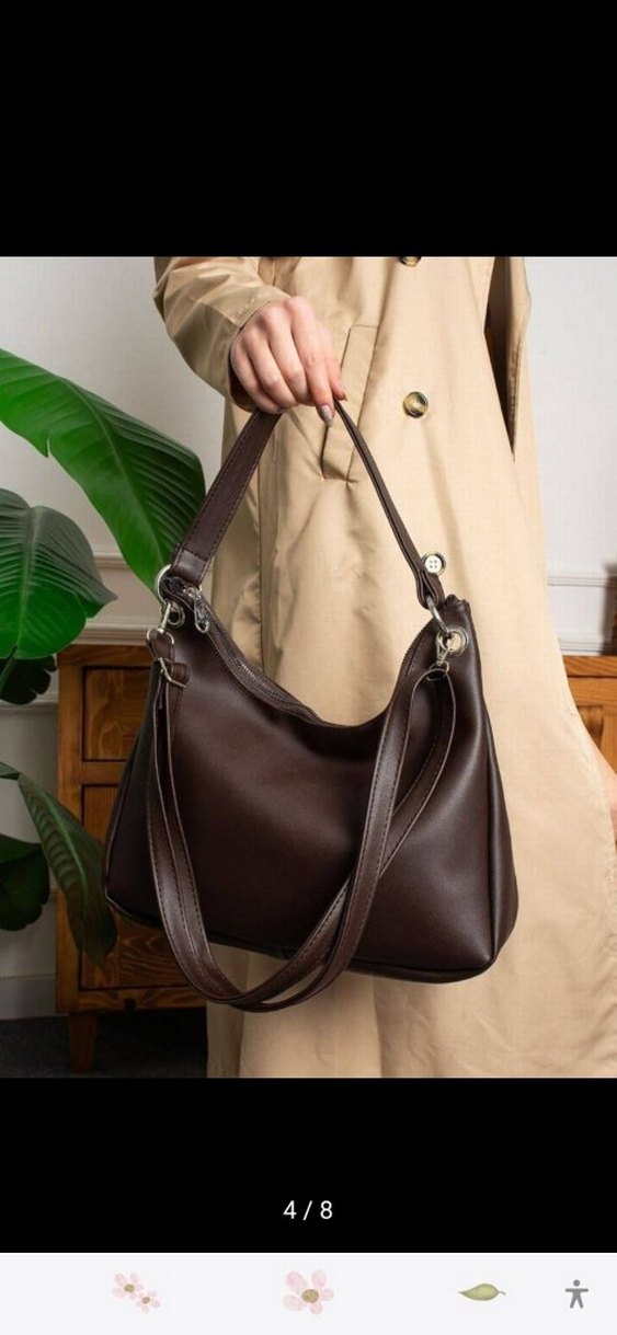 Kahverengi Deri Minimalist Kadın Çanta - Görsel 3