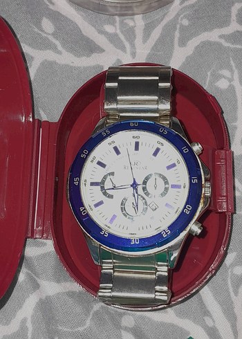 Diğer Erkek gri kordonlu mavi detaylı Realstar marka kol saati