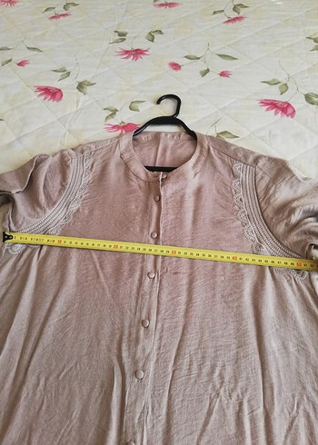 Bej Pamuklu Düğmeli Midi Bohem Elbise - Görsel 5