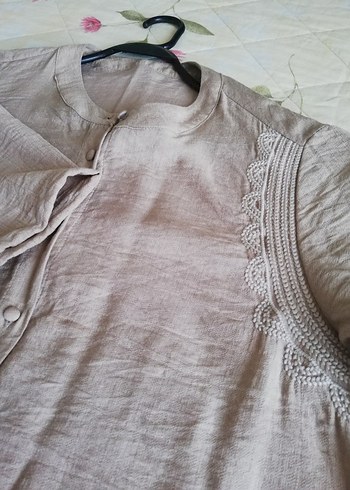 Bej Pamuklu Düğmeli Midi Bohem Elbise - Görsel 7