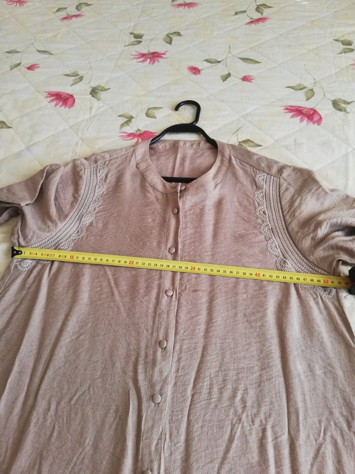 Bej Pamuklu Düğmeli Midi Bohem Elbise - Görsel 5