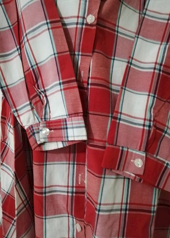 Düğmeli Kırmızı Ekose Uzun Kollu Gömlek - Görsel 4
