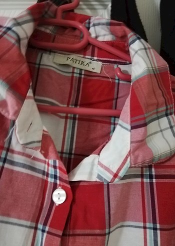 Düğmeli Kırmızı Ekose Uzun Kollu Gömlek - Görsel 3