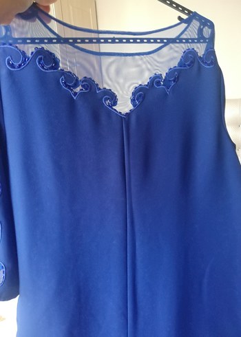 Klasik Şıklık Mavi Midi Elbise - Görsel 5