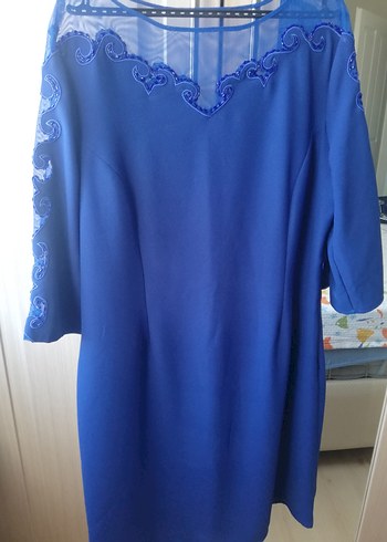 Klasik Şıklık Mavi Midi Elbise - Görsel 6