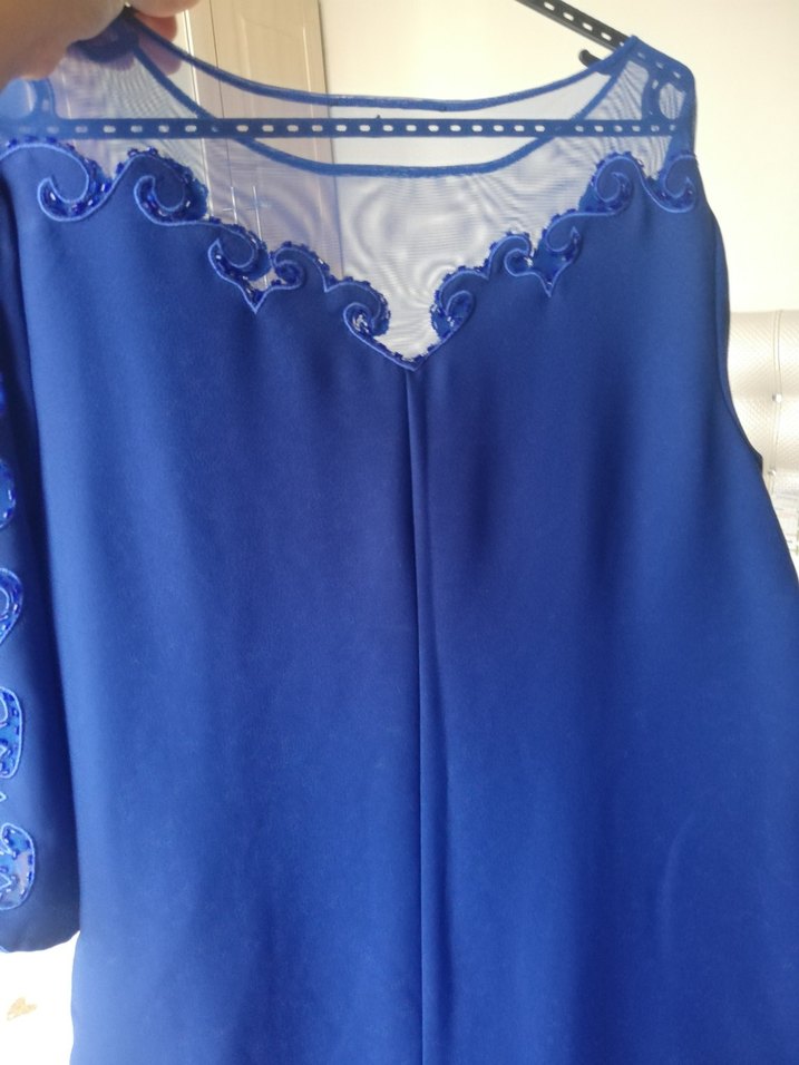 Klasik Şıklık Mavi Midi Elbise - Görsel 5