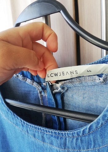 44 Beden Mavi Denim Midi Elbise