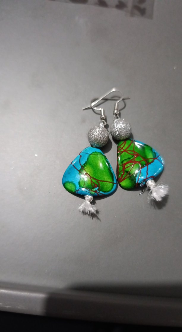 Boncuklu Turkuaz Desenli Mini Küpe - Görsel 2