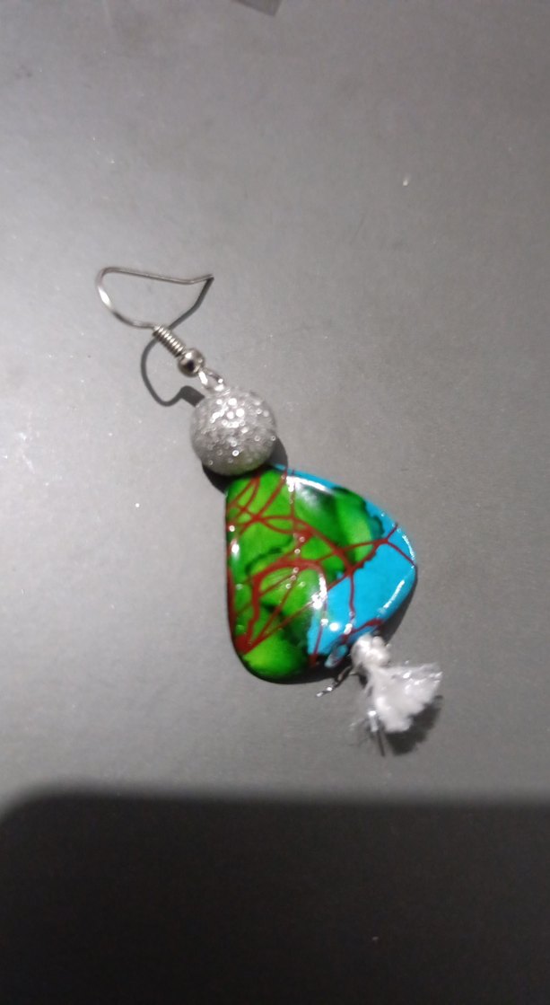 Boncuklu Turkuaz Desenli Mini Küpe - Görsel 3