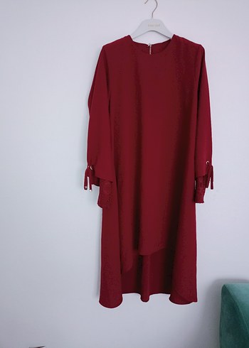 Bordo Uzun Kollu Salaş Tunik