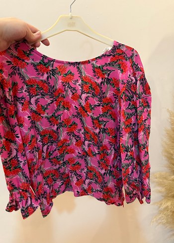 Pembe Renkli Uzun Kollu Bohem Bluz