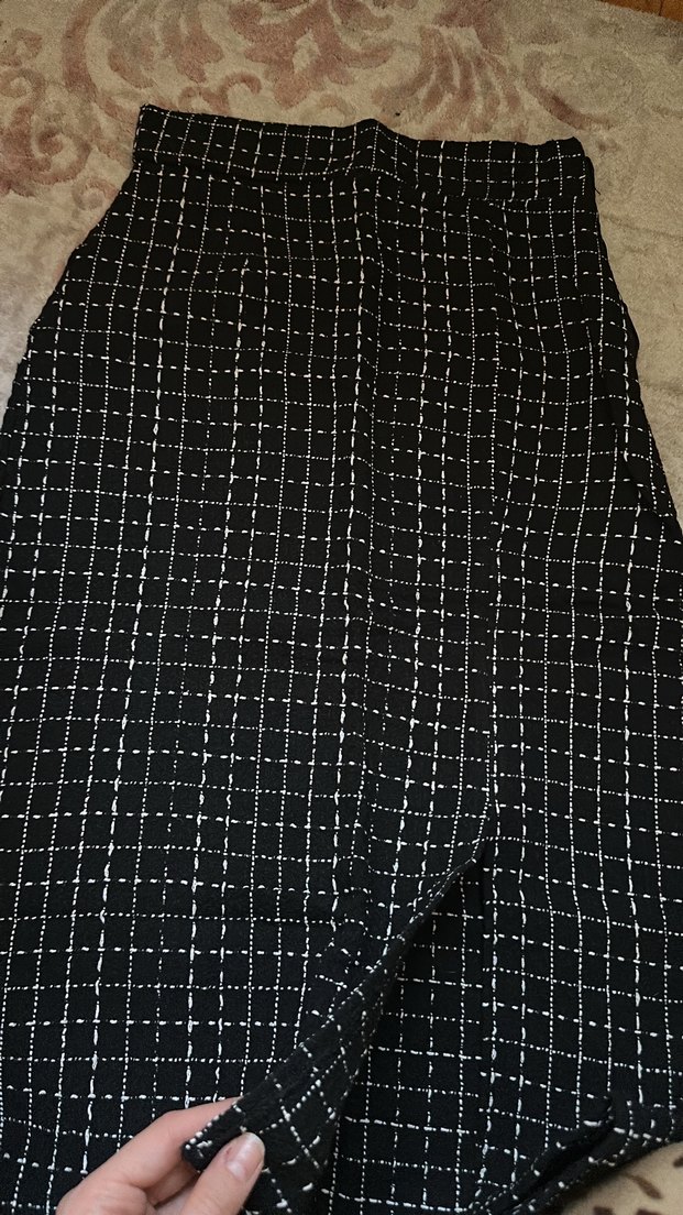 Düğmeli Siyah Kareli Kadın Ceket etek takım - Görsel 2