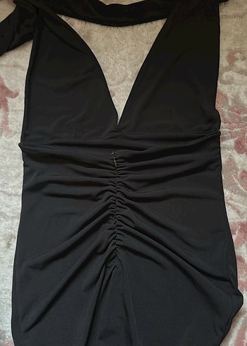 Uzun Siyah V Yakalı Gotik Kadın Elbise - Görsel 2