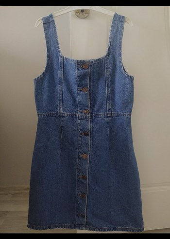 Düğmeli Lacivert Kot Kısa Tulum - Görsel 2