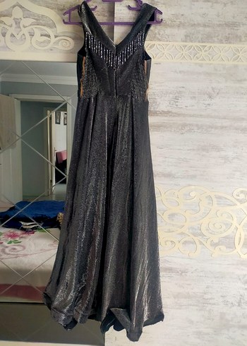 Siyah Uzun Drapeli V Yaka Gotik Elbise